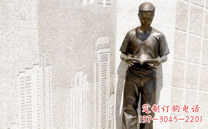 保定校园看书的学生人物铜雕