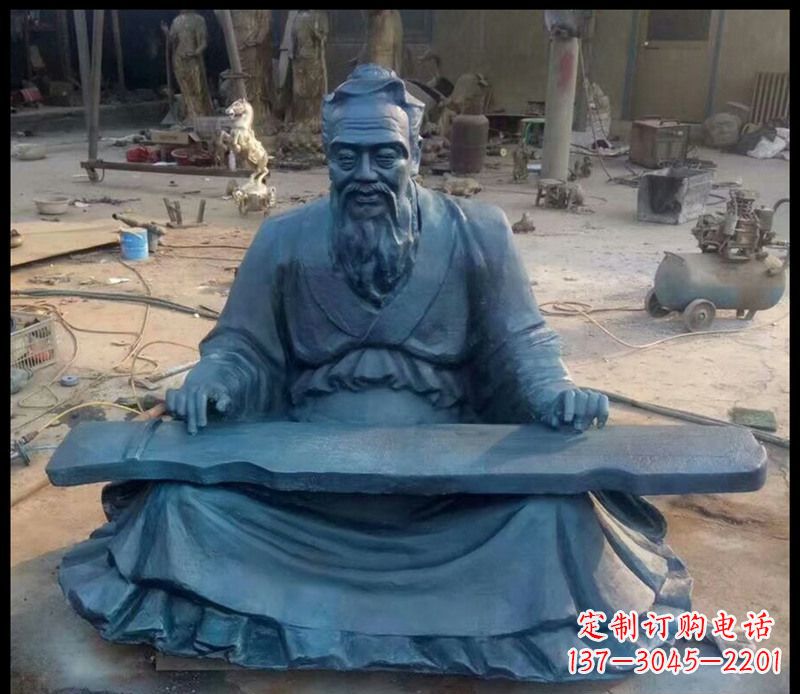 保定校园孔子弹琴铜雕