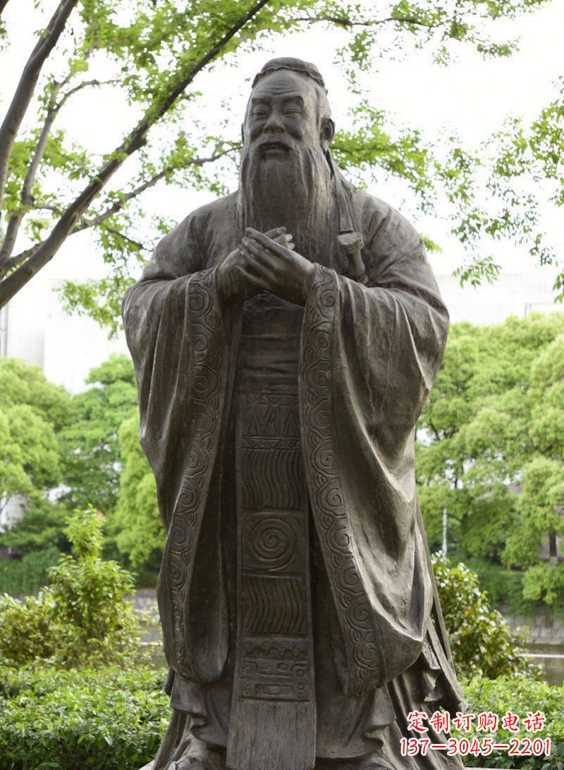 保定校园孔子行教像铜雕 (2)