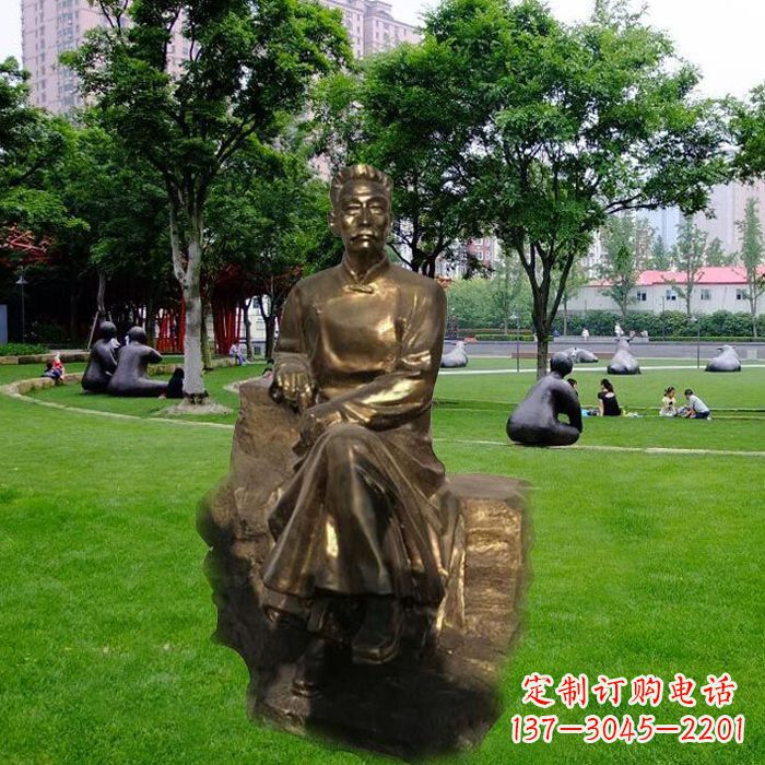 保定校园名人鲁迅先生玻璃钢仿铜雕像