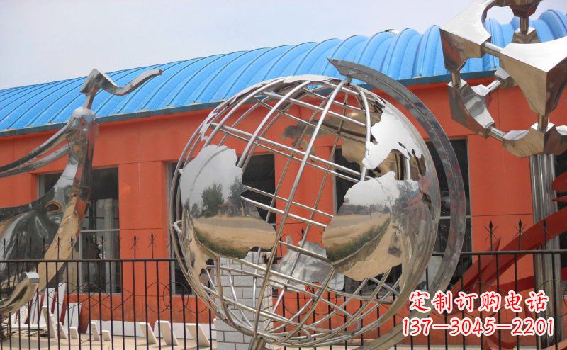 保定学校不锈钢地球仪雕塑