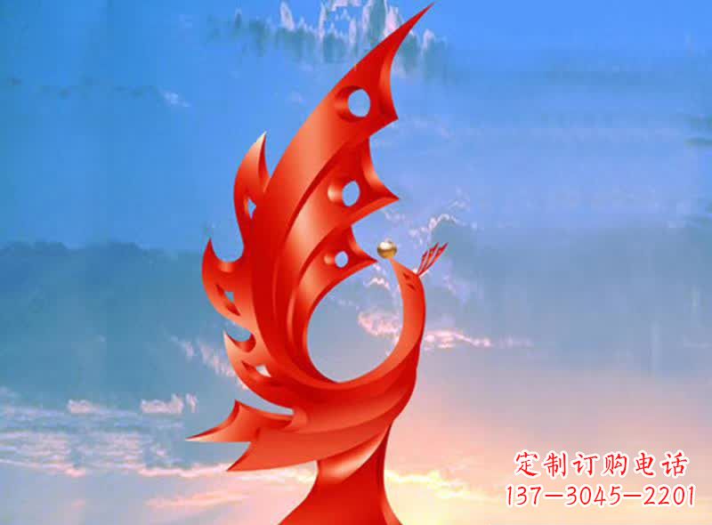 保定学校不锈钢奋进凤凰标志雕塑