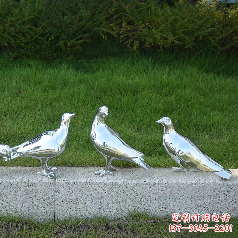 保定银白色不锈钢电镀鸽子雕塑摆件