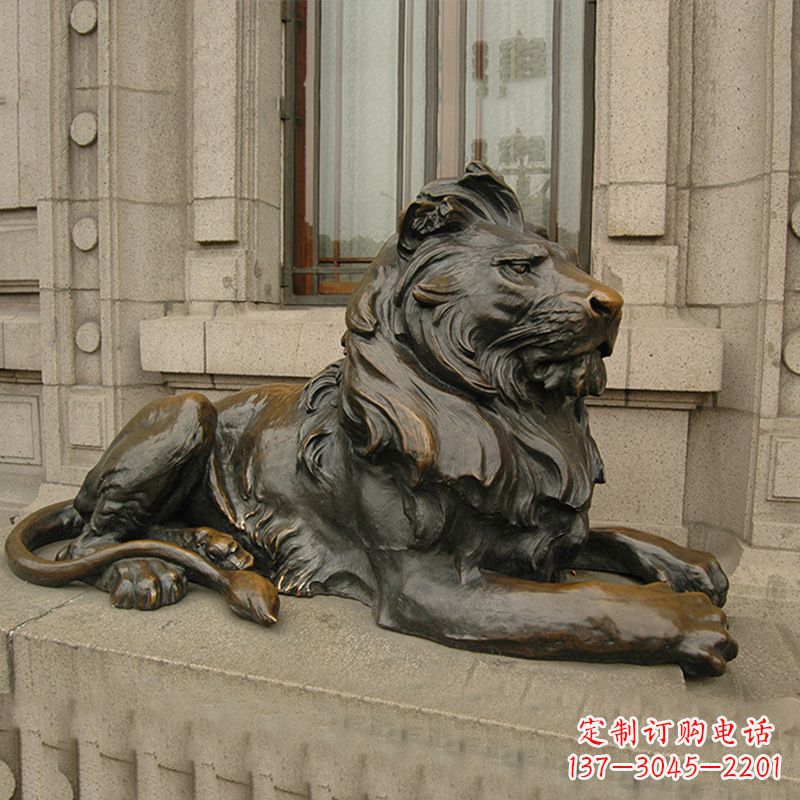 保定银行大门铜雕港币狮子看门动物雕塑