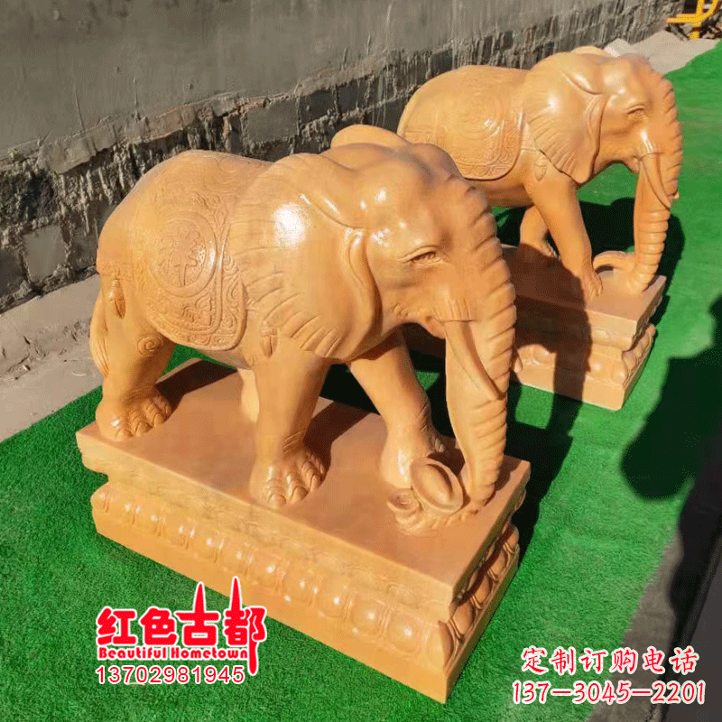 保定银行门口的石雕大象