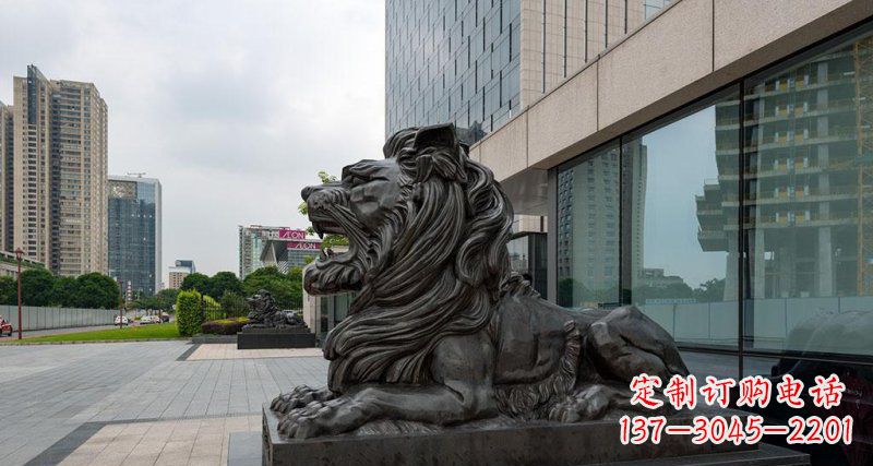 保定银行铜狮子汇丰狮铜雕
