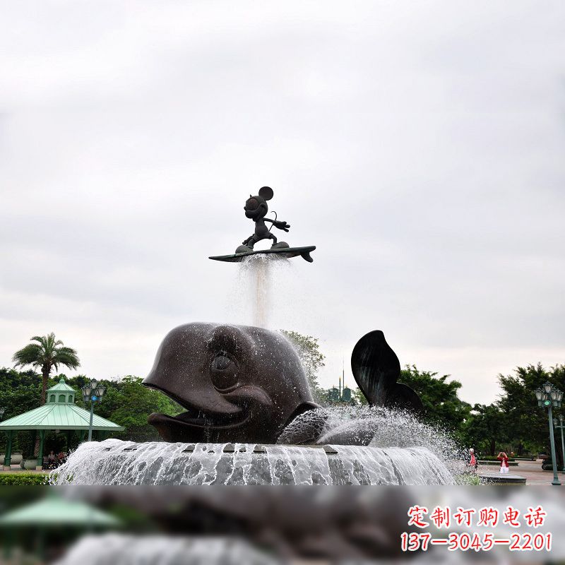 保定鱼和小孩水景喷泉