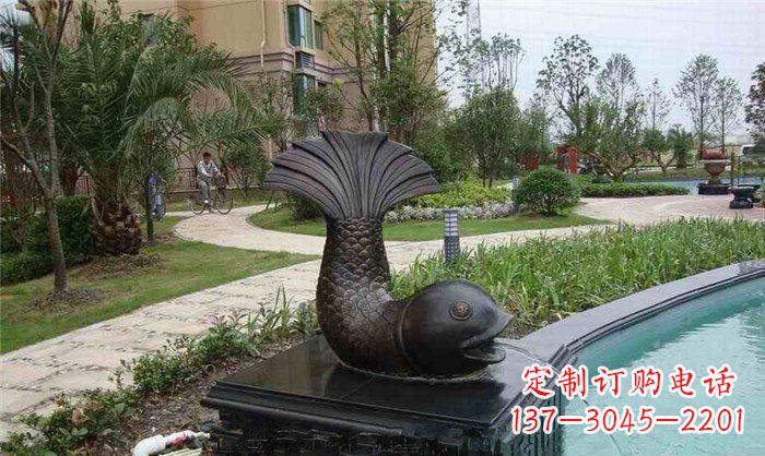 保定鱼式喷泉小区景观铜雕