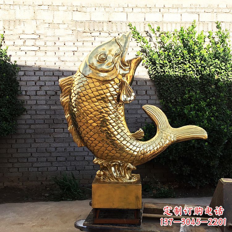 保定鱼跃景观铜雕-纯铜铸造企业商场动物雕塑摆件