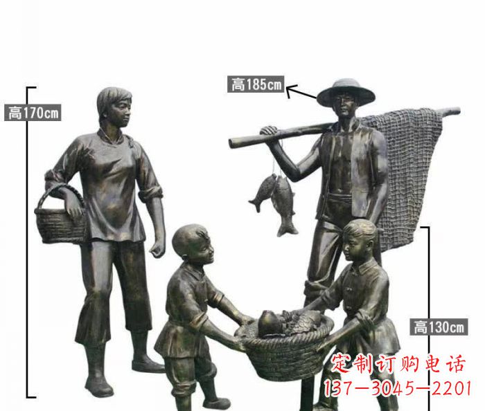 保定渔夫捕鱼民俗铜雕 (3)