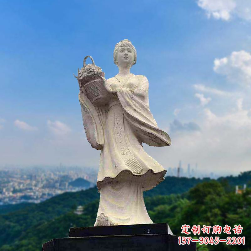 保定虞姬景观石雕像-景区园林古代美女雕塑