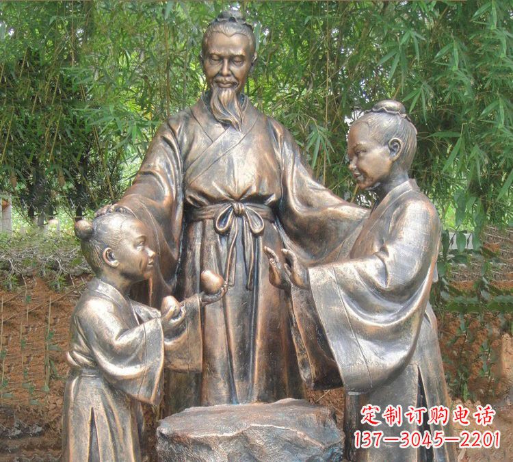 保定寓言故事铜雕_孔融让梨