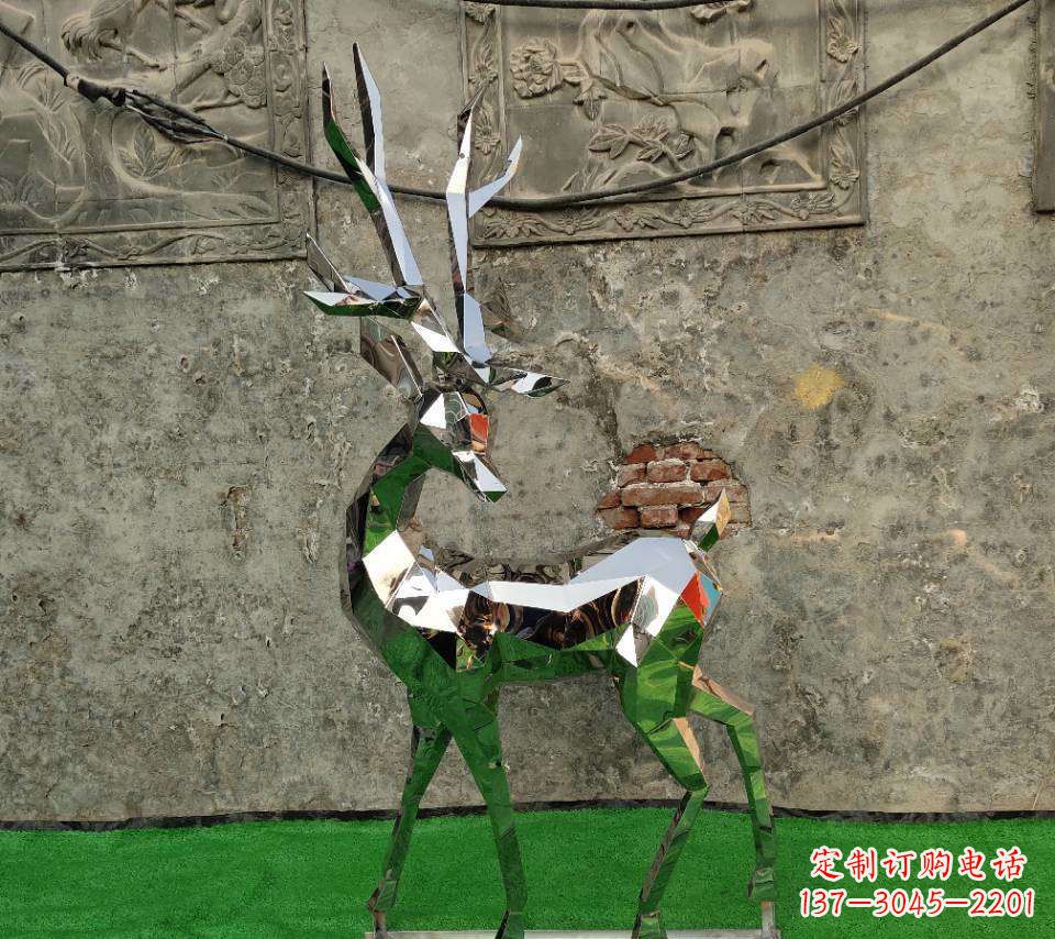 保定园林不锈钢抽象小鹿雕塑