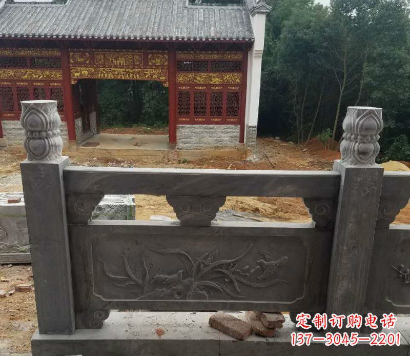 保定园林仿古兰花石浮雕栏板景观石雕