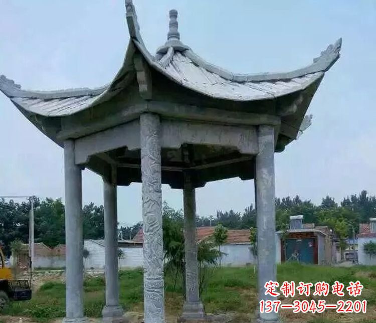 保定园林仿古六角凉亭景观石雕