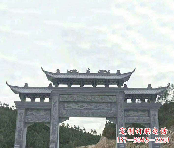 保定园林仿古三门石牌坊景观石雕