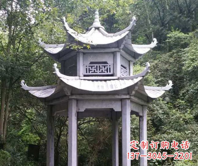 保定园林仿古石凉亭景观石雕 (3)