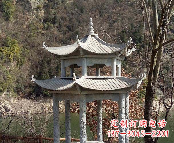保定园林仿古双层石雕凉亭