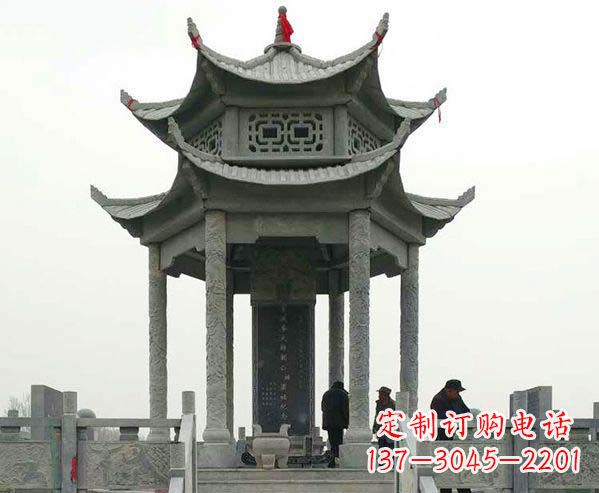保定园林仿古双层石凉亭景观石雕