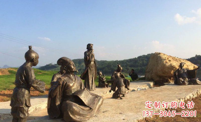 保定园林古代人物和玩耍的小孩小品铜雕