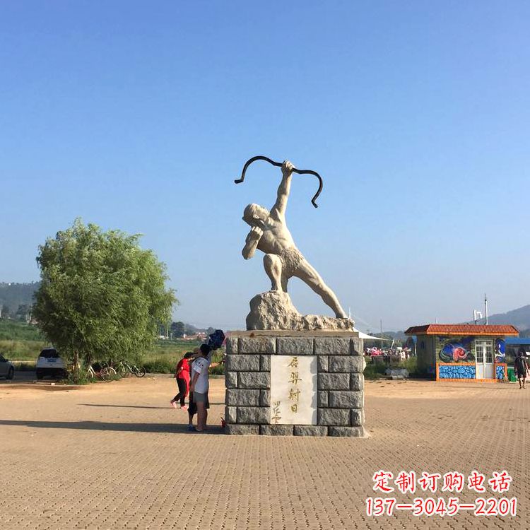保定园林广场后羿射日汉白玉雕塑