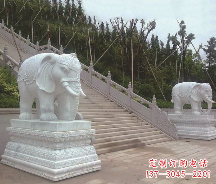 保定园林汉白玉大象景观石雕