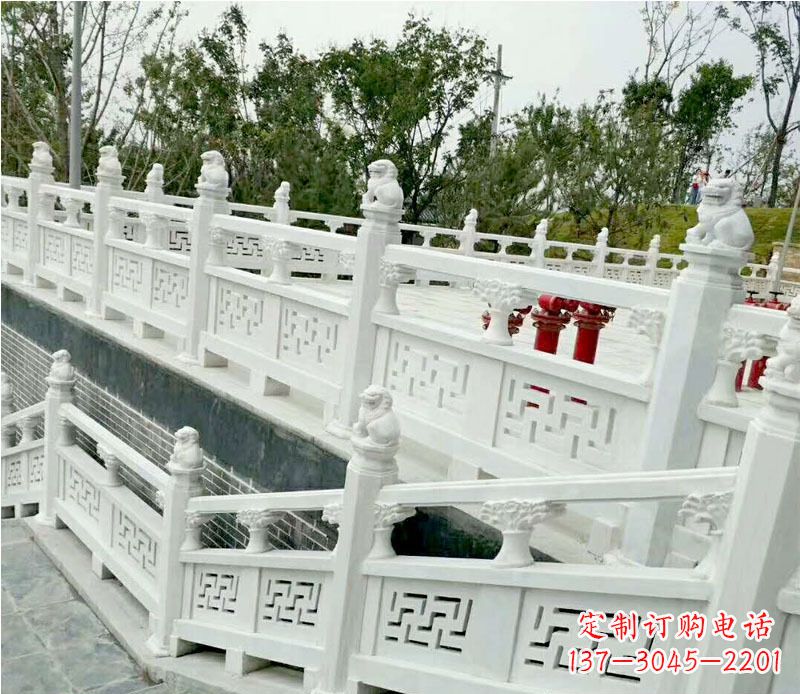 保定园林汉白玉栏板景观石雕 (2)