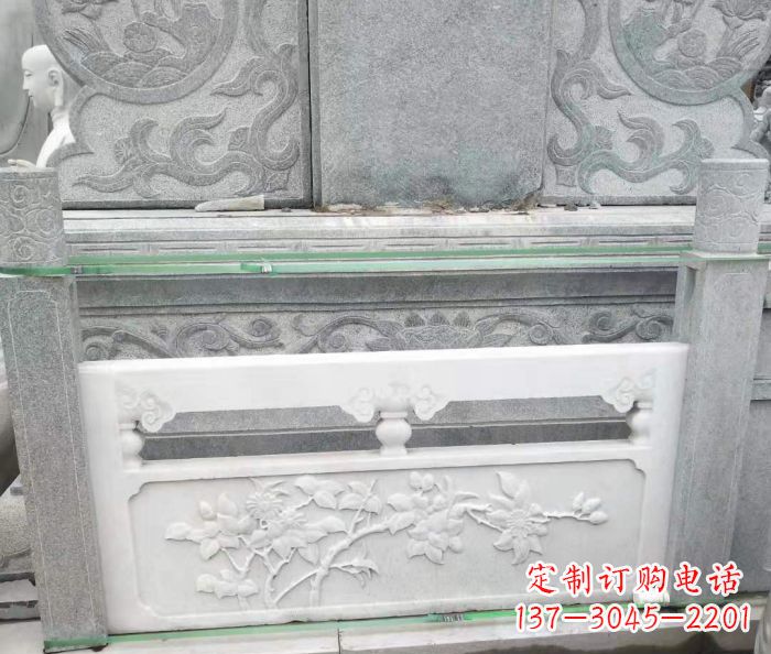 保定园林汉白玉石浮雕栏板 (3)