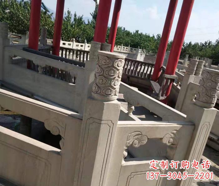 保定园林景观大理石桥栏板石雕 (3)