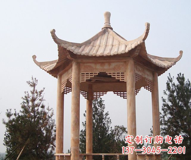 保定园林景观单层石雕凉亭 (3)