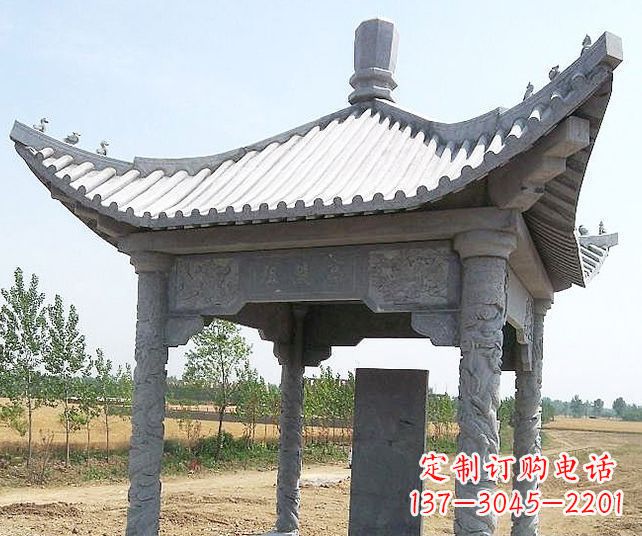 保定园林景观单层石雕凉亭 (4)