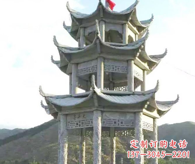 保定园林景观多层凉亭石雕 (3)