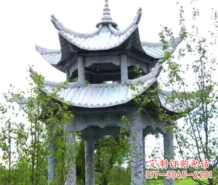 保定园林景观仿古六角石凉亭