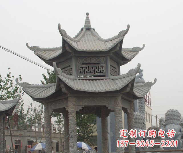 保定园林景观仿古石雕凉亭 (2)