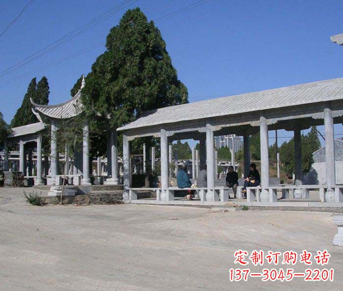 保定园林景观仿古石雕长廊凉亭 (2)