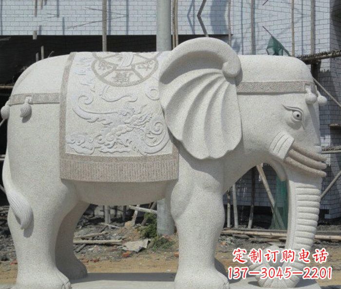 保定园林景观驮宝大象石雕 (2)