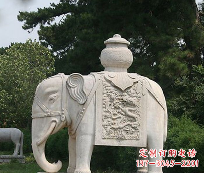 保定园林景观驮宝大象石雕