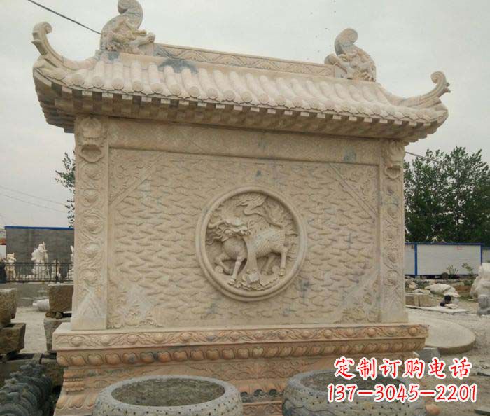 保定园林景观晚霞红石雕影壁