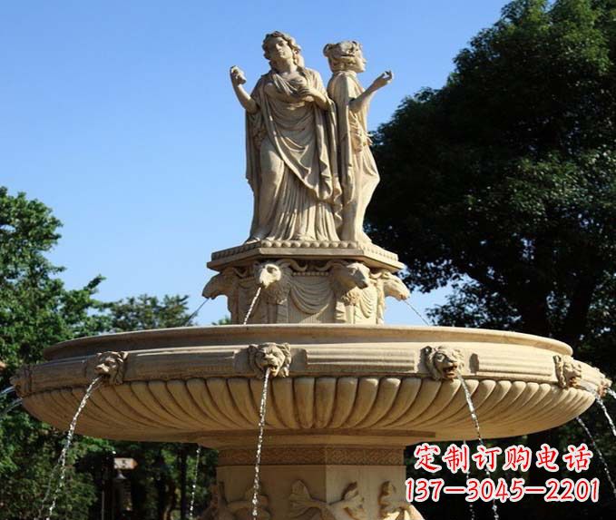 保定园林景观西方人物喷泉石雕