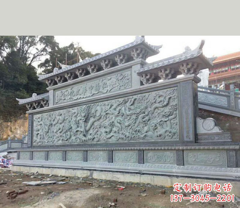 保定园林九龙壁景观石雕 (2)