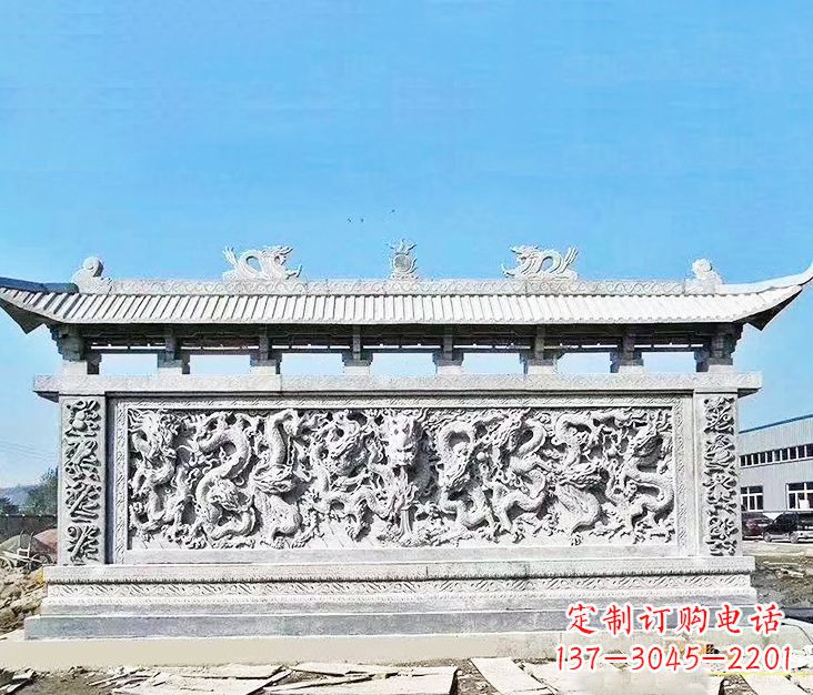 保定园林龙浮雕影壁墙景观石雕