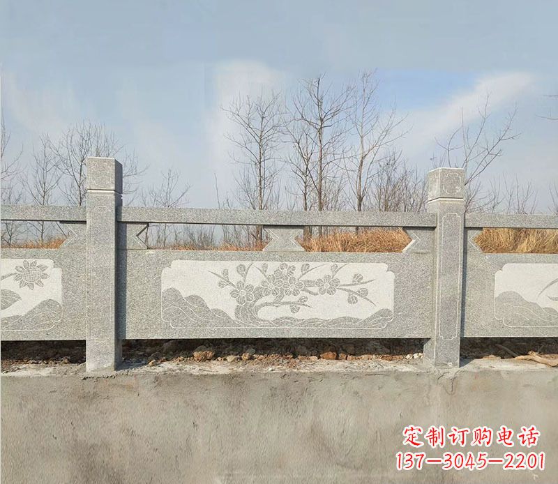保定园林梅花石浮雕栏板景观石雕