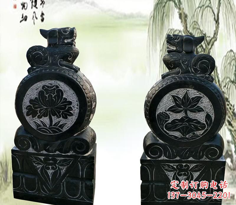 保定园林貔貅门墩石雕