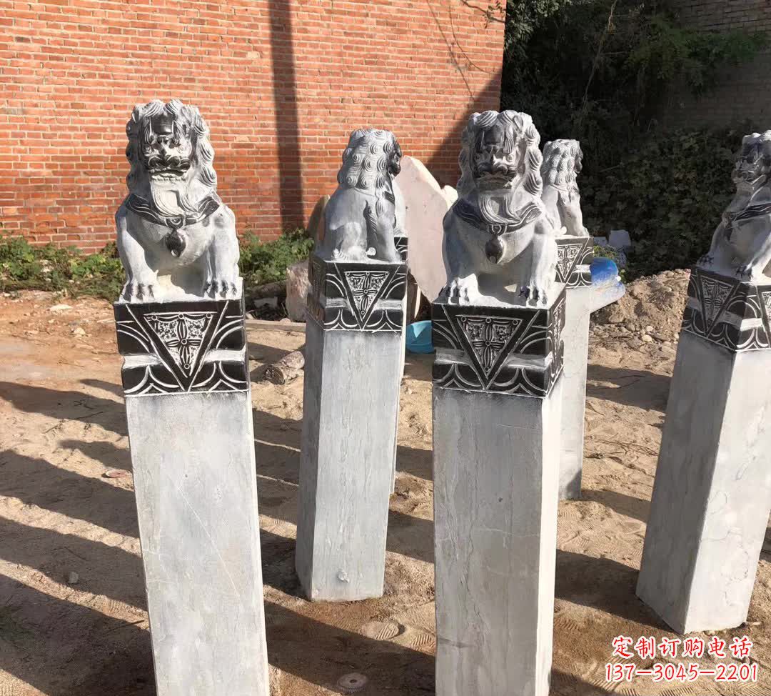 保定园林石雕狮子拴马桩