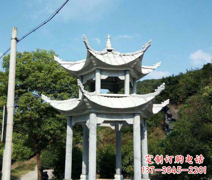 保定园林双层凉亭石雕