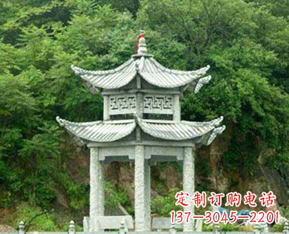 保定园林双层六角石凉亭景观石雕