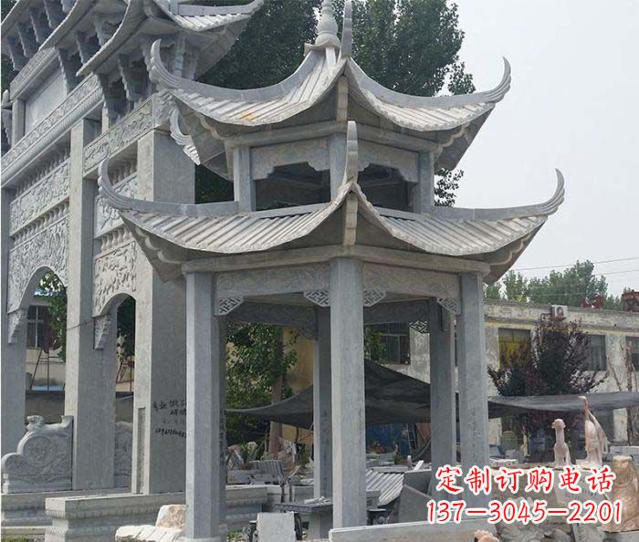 保定园林双层石雕凉亭