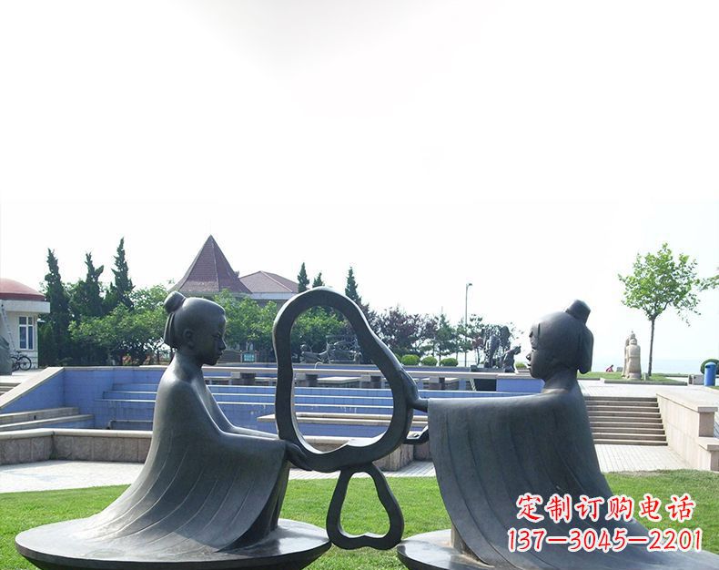 保定园林铸铜孔融让梨雕塑