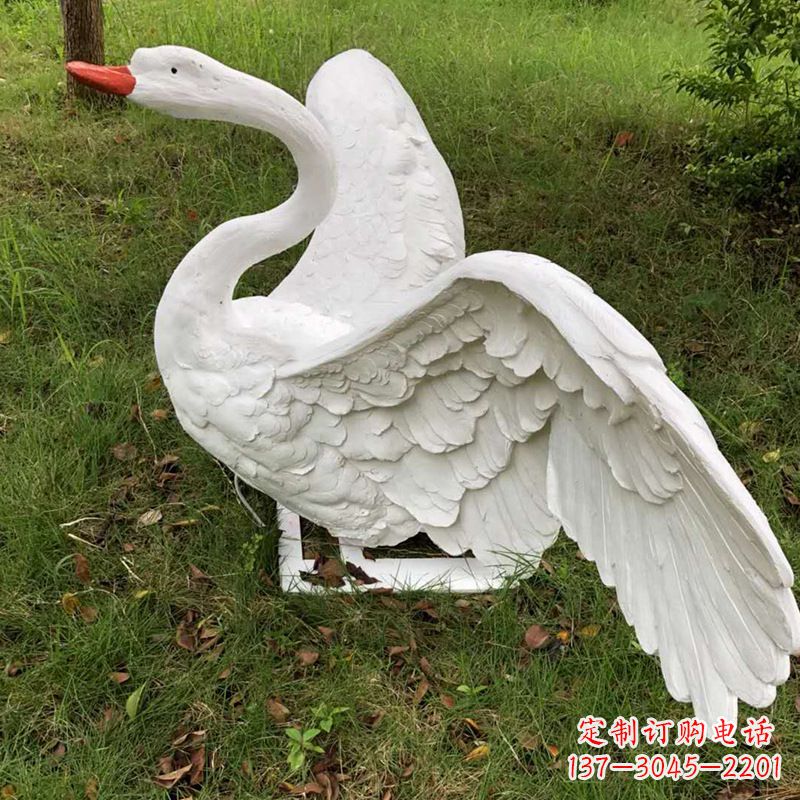 保定展翅飞翔白天鹅仿真发光动物雕塑