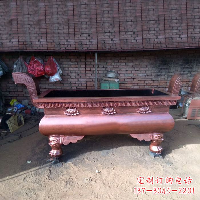 保定长方形铜香炉